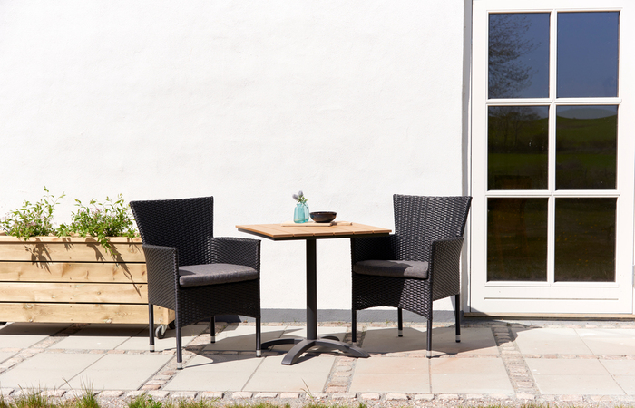 Cafebord 70 x 70 cm sort/teak bøg